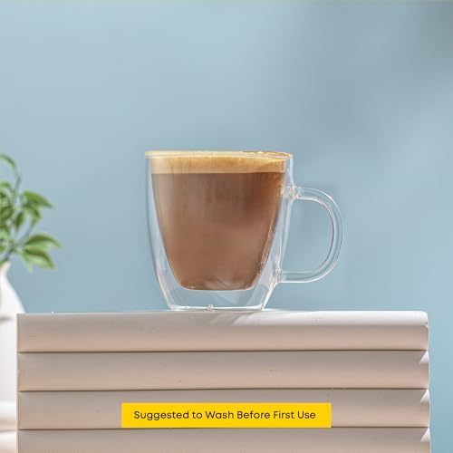 JoyJolt Savor Double Wall Insulated Glasses Espresso Mugs (Set of 2) - 5.4-Ounces