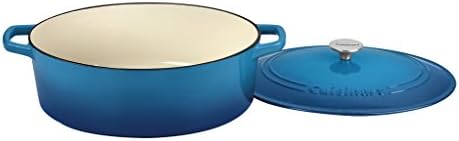 Cuisinart Chef's Classic Enameled Cast Iron Dutch Oven with Lid, Porcelain Enameled Interior, Oven Safe, Induction Compatible, 7-Quart, Oval, Gradient Blue