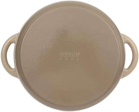 Gibson Home Addlestone 7 Qt Enameled Cast Iron Dutch Oven Pot with Lid – Round, Oven Safe to 500°F, Ideal for Bread Baking & Stews - Gradient Taupe