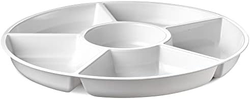 Plasticpro 6 Sectional Round Plastic Serving Tray/Platter (2, White)