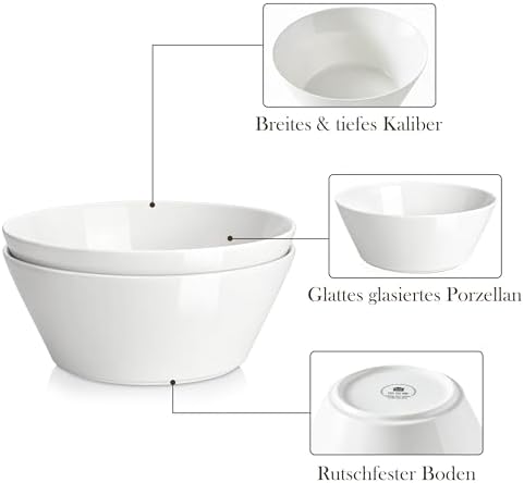 MALACASA 105 OZ Large Serving Bowls Ceramic Salad Soup Bowls Set of 2