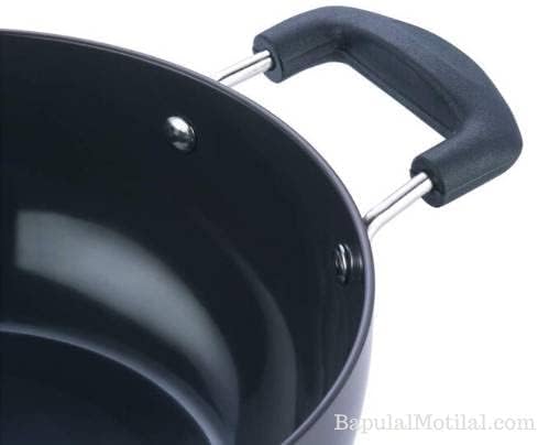 Satre Online and Marketing Hindalco Non Stick Aluminium Kadai Size No-12, Thickness 3 mm, Deep Frying Pan - Black