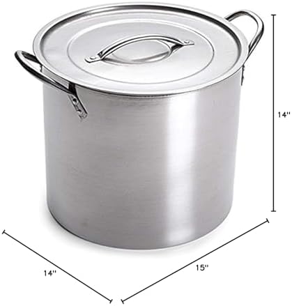 5 Gallon Stainless Steel Stock Pot with Lid, 12.5 x 12.5 x 11.5