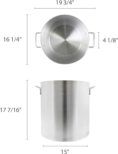 TrueCraftware- 60 qt. Aluminum Stock Pot with Riveted Handles 4mm Thickness- Multipurpose Pot Cookware Large Stockpot Stew For Cooking Simmering Soup Seafood Stock Home Kitchen Restaurant