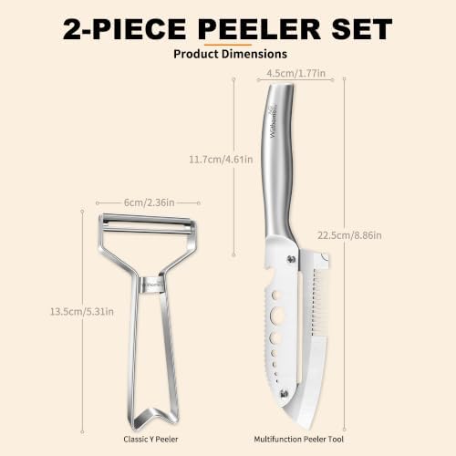 2-Pack Vegetable Peeler Set, Heavy-Duty & Y Peeler, Stainless Steel