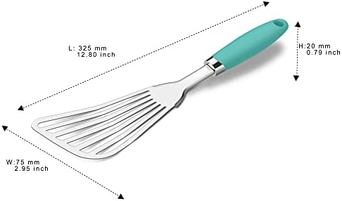 304 Stainless Steel Fish Spatula, Flexible Slotted Turner, Aqua Sky