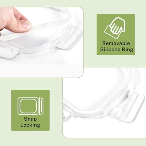 8 Pack Glass Food Storage Containers with Snap Locking Lids for Meal Prep