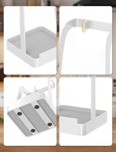 NiHome Pot Lid & Spoon Rest, Diatomite Tray Ladle Holder, Stove Top, White