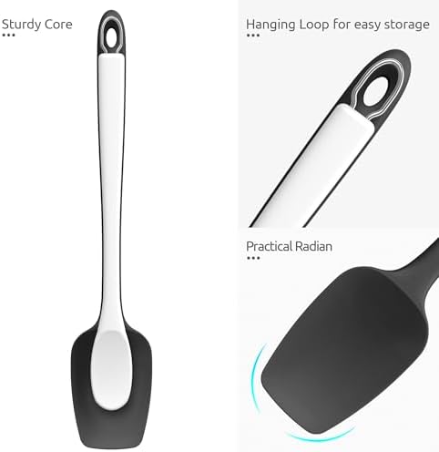 U-Taste 14" Long Silicone Spoonula, 600°F High Temp Spoon Spatula, Black