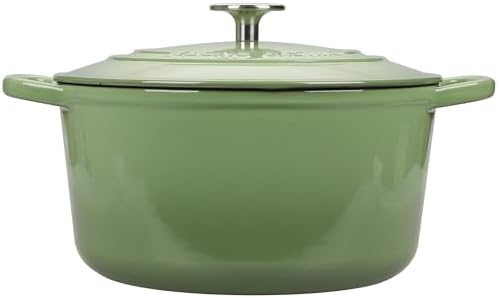 EDGING CASTING Enameled Cast Iron Dutch Oven with Sourdough Bread Baking Kit, Bread Dutch Oven with Lid, Includes Proofing Basket & Baking Tools, 5qt, Pistachio Green
