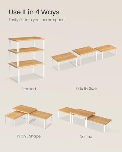 SONGMICS Cabinet Organizer Shelf, Set of 3 Spice Rack, Kitchen Storage