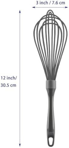 OYV Dishwasher Safe Silicone Whisk, 12-Inch, Grey
