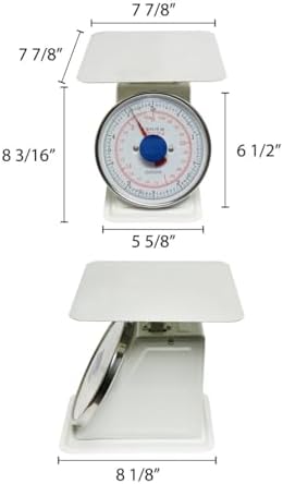 TrueCraftware- 5 lb. Mechanical Kitchen Flat Platform Weighing Food Scale- Heavy Duty Portion Control Mechanical Kitchen and Food Scale Industrial Dial Scale for Kitchens and Restaurants
