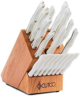 CUTCO HOMEMAKER 2018 PEARL Knife set 18 pc + Cutting Board + Honey Oak Wood Block