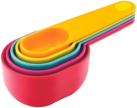 Joie Measuring Cups Set, Plastic, Assorted Colors, Baking, Cooking, Measure, Cakes, Cookies, Pies, 5 pc