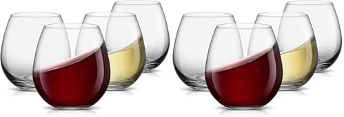 JoyJolt Spirits Stemless Wine Glasses for Red or White Wine (Set of 4)-15-Ounces (Pack of 2)