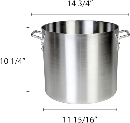 TrueCraftware- 16 qt. Aluminum Stock Pot with Riveted Handles 4mm Thickness- Multipurpose Pot Cookware Large Stockpot Stew For Cooking Simmering Soup Seafood Stock Home Kitchen Restaurant