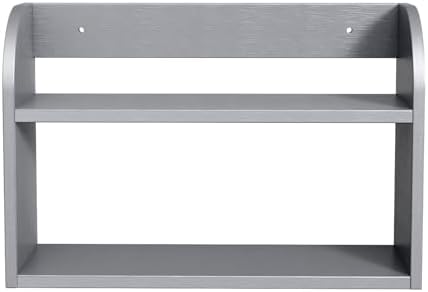ROMGUAR CRAFT 2 Tier Bamboo Spice Rack, Countertop or Wall Mounting, Grey
