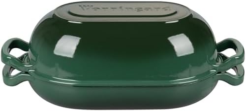 VORRINGARD Enameled Cast Iron Sourdough Bread Oven, Dutch Oven, Loaf Cast Iron Bread Pan for Homemade Bread Baking, Meatloaf Pan with Lid, 5QT, Dark Green