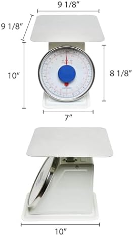 TrueCraftware- 22 lb. Mechanical Kitchen Flat Platform Weighing Food Scale- Heavy Duty Portion Control Mechanical Kitchen and Food Scale Industrial Dial Scale for Kitchens and Restaurants