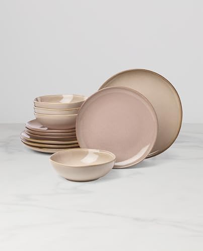 Oneida Organic Shades Clay Stoneware 12-Piece Dinnerware Set for 4