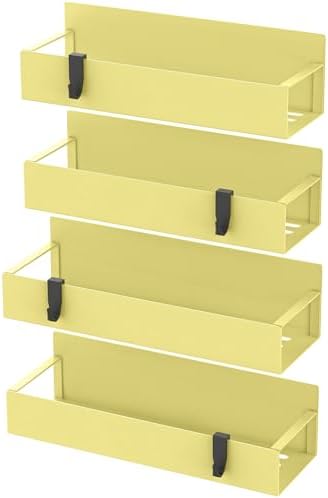 HuggieGems Metal Magnetic Spice Rack for Refrigerator Yellow, 4 Pack