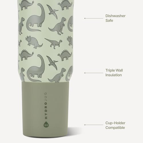 HydroJug Sport 20 oz Insulated Stainless Steel Water Bottle, Dinosaur