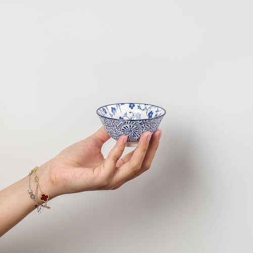 Selamica Ceramic 4 oz Dipping Bowls for Side Dishes, Set of 6, Vintage Blue