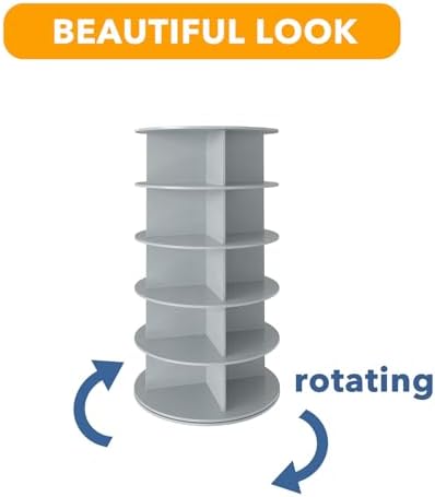 SpaceAid 5 Tier Rotating Shoe Rack Tower, Spinning Shoe Display Lazy Susan, Revolving 360 Shoe Rack Storage Round Carousel, Vertical Handbag Rotate Shoes Closet Organization (5-Tier Gray)