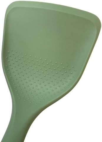 Beille 2pc Beech Wood and Silicone Kitchen Utensils Spatula Set Meal Prep Cooking Baking Supplies Home Essentials, Olive Green