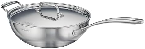 Tramontina Utsava Tri-Ply Clad Stainless Steel 3.75-Quart Wok with Lid