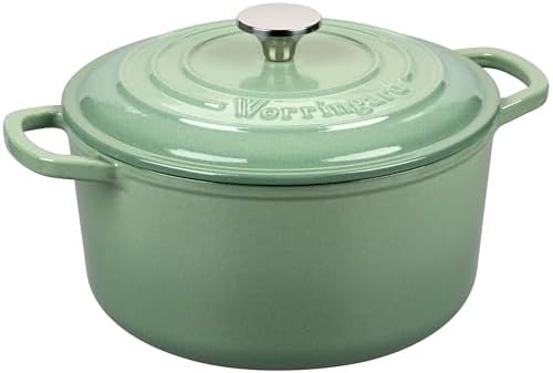 VORRINGARD Enameled Cast Iron Dutch Oven Pot with Lid, for Sourdough Bread Baking, Round Dutch Ovens, 4.5 Quart, Sage Green