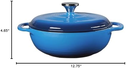 Lodge Essential Enamel Cast Iron Dutch Oven, 3 Quart, Caribbean Blue