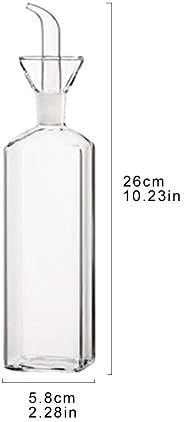 LandHope Oil Bottle Glass Olive Oil Dispenser Bottle Glass Cooking Oil Vinegar Measuring Dispenser With Spout for Kitchen and BBQ (500 ml/17 oz)