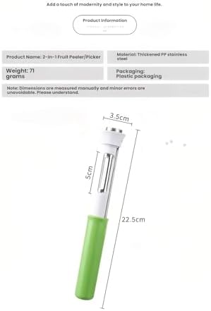 2 in 1 Stainless Steel Apple Corer Peeler Kitchen Gadget (Green)