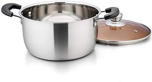 P&P CHEF 6 Qt Stockpot with Lid, Stainless Steel Stock Pot, 1-Ply Metal