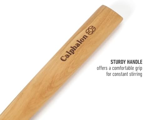 Calphalon Edge Wood Turner, 13-Inch Olive Wood Solid Spatula, Wooden Cooking Turner for Flipping, Stirring & Nonstick Cookware, Durable Kitchen Tool