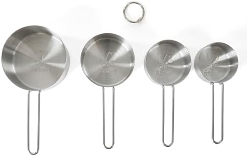 Martha Stewart Richburn 4-Piece Stainless Steel Measuring Cups Set – Durable and Accurate Kitchen Measuring Tools for Baking and Cooking