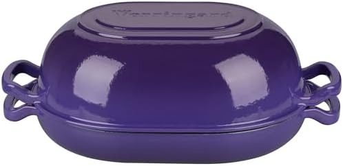 VORRINGARD Enameled Cast Iron Sourdough Bread Oven, Dutch Oven, Loaf Cast Iron Bread Pan for Homemade Bread Baking, Meatloaf Pan with Lid, 7QT, Purple