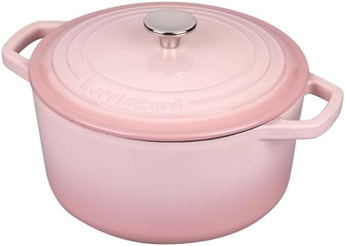 VORRINGARD Enameled Cast Iron Dutch Oven Pot with Lid, for Bread Baking, Round Bread Oven- include Sourdough Bread Baking Supplies set, 4.5QT, Pink