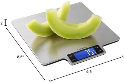 Taylor 22lb Ultra-Precise Digital Stainless Steel Household Kitchen Scale, One, Silver