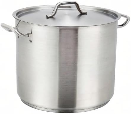 Winco Silver 8 qt Stainless Steel Stock Pot with Cover