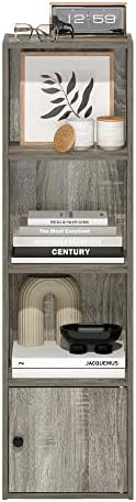 Furinno Luder Shelf Bookcase with 1 Door Storage Cabinet, French Oak