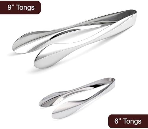 Premium Stainless Steel Serving Tongs (6'' Small)