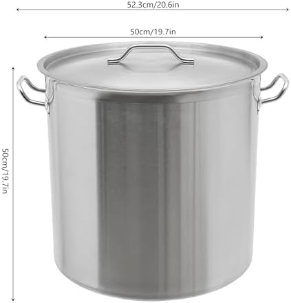 Stainless Steel Stockpot, 100 Quart Large Cooking Pots, Cookware Sauce Pot with Lid, Heavy Duty Commercial Kitchen Grade Stock Pot for Soup, Stew & Sauce, Riveted Silicone Handle