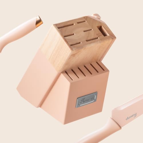 Knife Set, 15 PCS Kitchen Knife Set with Block, Built-in Sharpener
