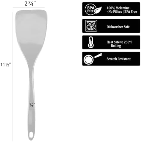 Reston Lloyd Spatula, Turner for Non-stick pans, Heat Resistant, BPA Free Melamine Utensil with Ergonomic Handle,11 inch, Red