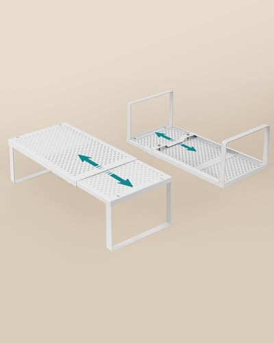 SONGMICS Spice Rack, Expandable Kitchen Countertop Shelf, Steel, Set of 3