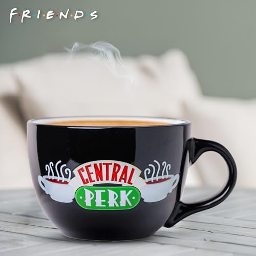 Silver Buffalo FRIENDS Central Perk Black Ceramic Mug Oversized for Coffee, Soup, 24 Ounces (Pack of 12)