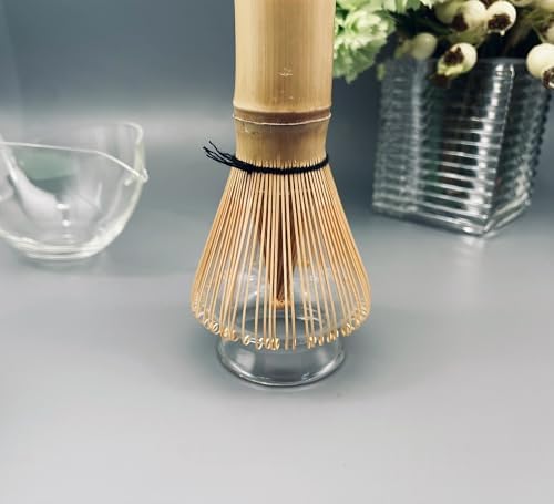 Glass Matcha Whisk Holder, Matcha Chasen Holder, Matcha Whisk Stand for Bamboo Matcha Chasen, Matcha Set Accessories for Tea Ceremony (Clear)
